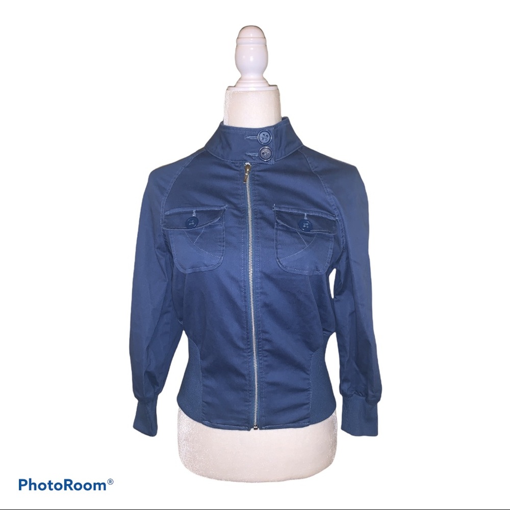 Copper Key Chambray Zip Front Utility Jacket Sz S